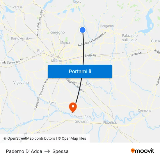 Paderno D' Adda to Spessa map