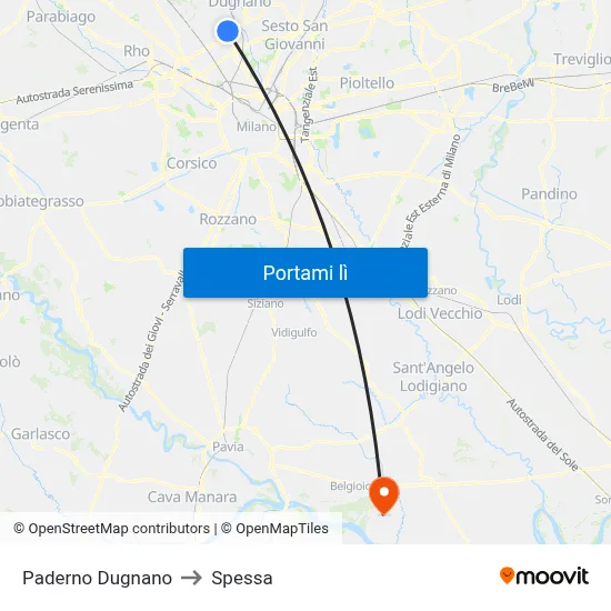 Paderno Dugnano to Spessa map