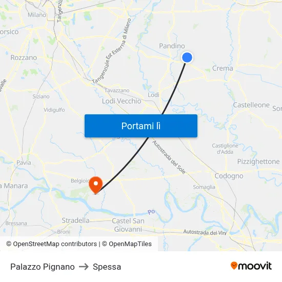 Palazzo Pignano to Spessa map