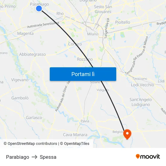 Parabiago to Spessa map