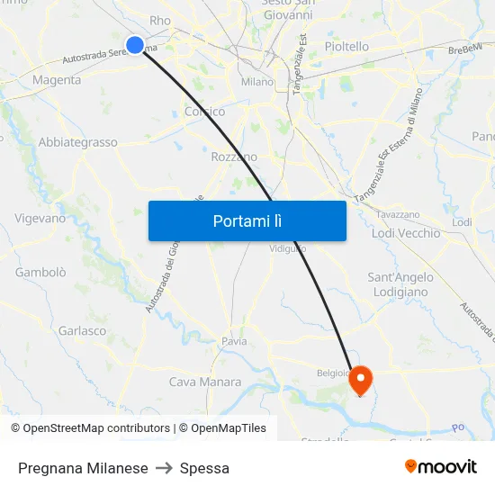 Pregnana Milanese to Spessa map