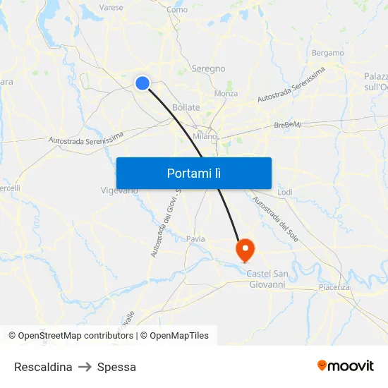 Rescaldina to Spessa map