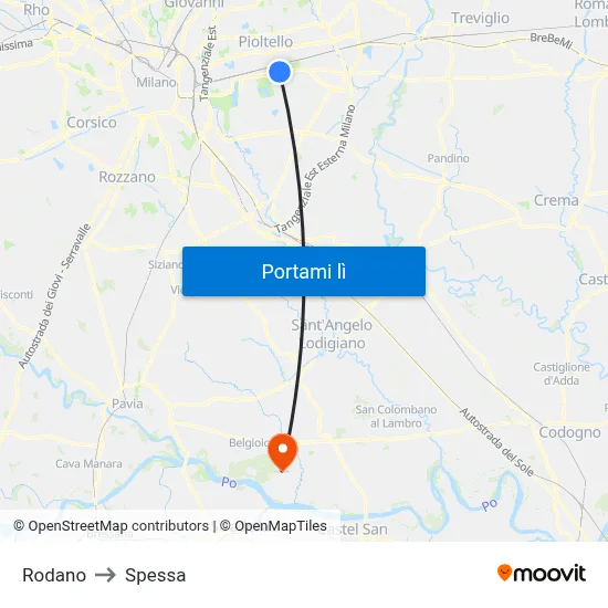 Rodano to Spessa map