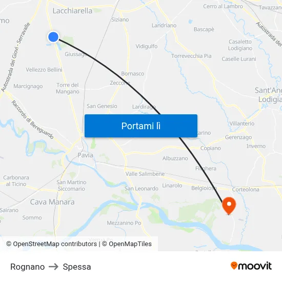 Rognano to Spessa map