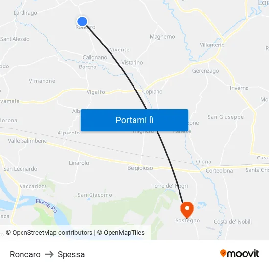 Roncaro to Spessa map