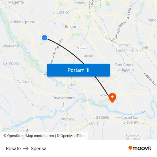 Rosate to Spessa map