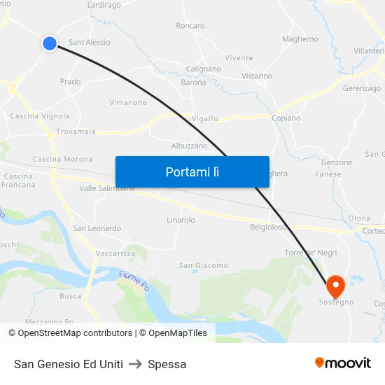 San Genesio Ed Uniti to Spessa map