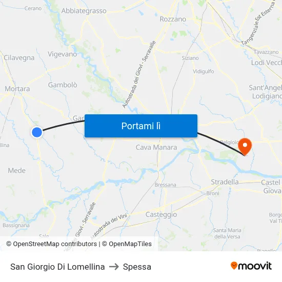 San Giorgio Di Lomellina to Spessa map
