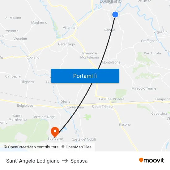 Sant' Angelo Lodigiano to Spessa map