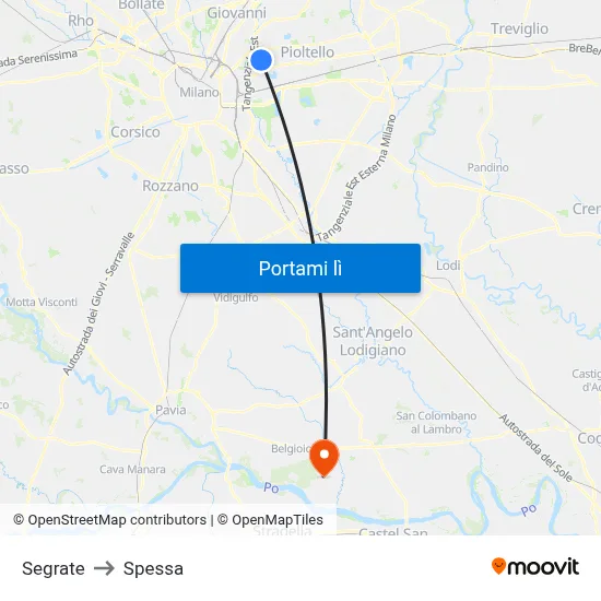 Segrate to Spessa map