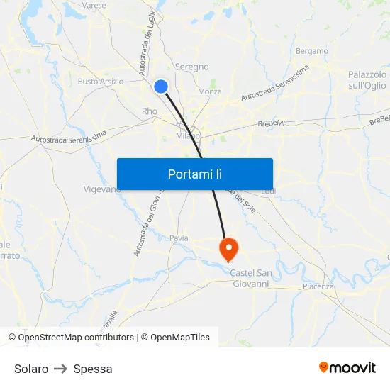Solaro to Spessa map