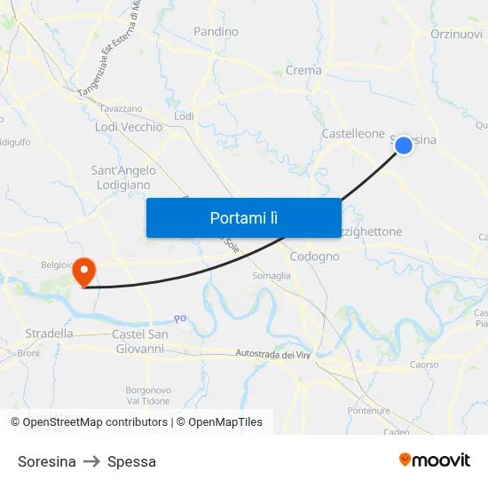 Soresina to Spessa map