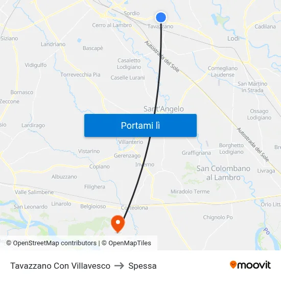 Tavazzano Con Villavesco to Spessa map
