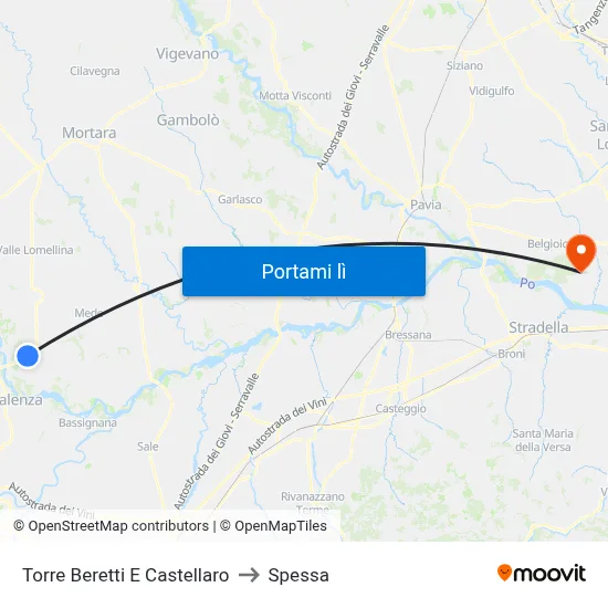 Torre Beretti E Castellaro to Spessa map