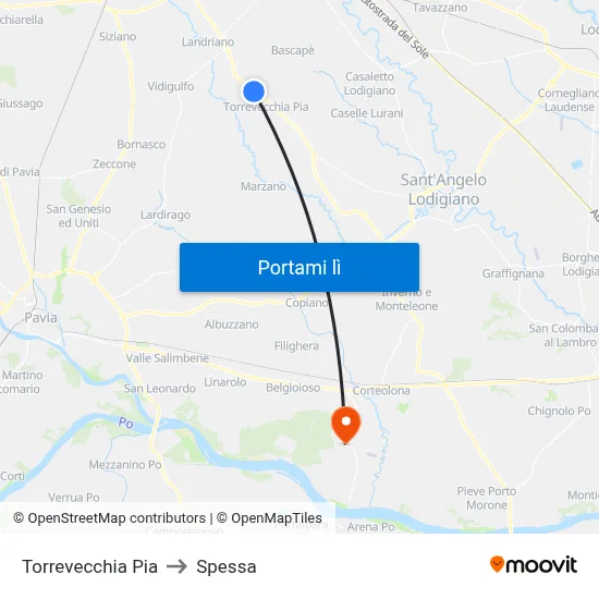 Torrevecchia Pia to Spessa map