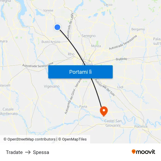 Tradate to Spessa map