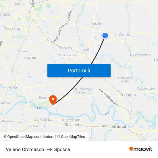Vaiano Cremasco to Spessa map