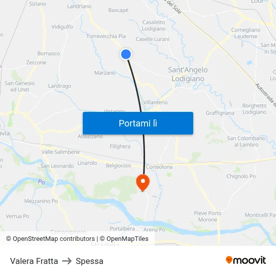 Valera Fratta to Spessa map