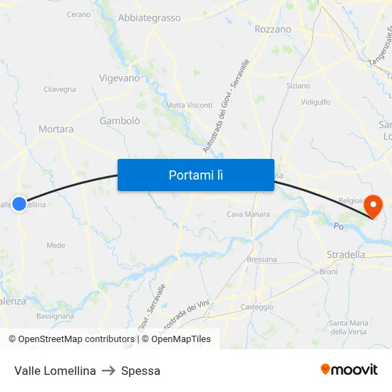 Valle Lomellina to Spessa map