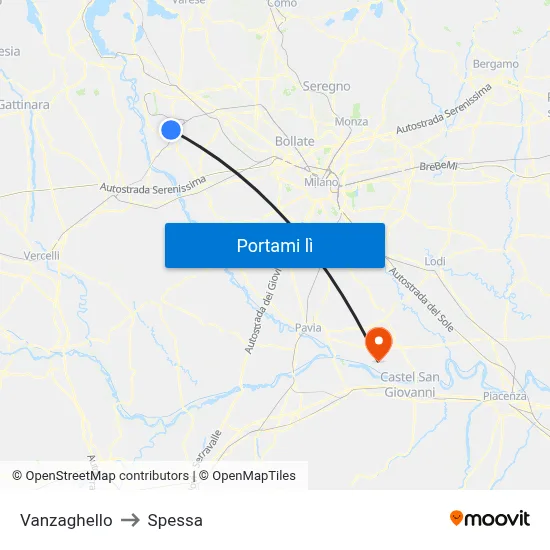 Vanzaghello to Spessa map