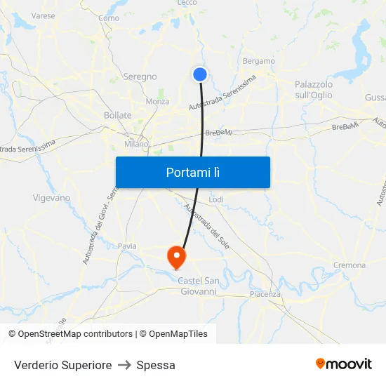 Verderio Superiore to Spessa map