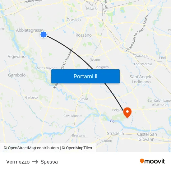 Vermezzo to Spessa map