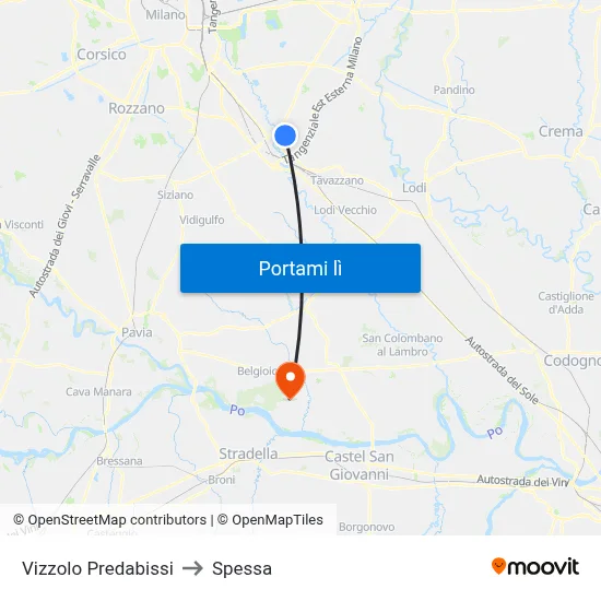 Vizzolo Predabissi to Spessa map