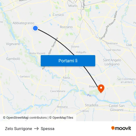 Zelo Surrigone to Spessa map
