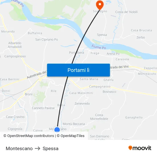 Montescano to Spessa map