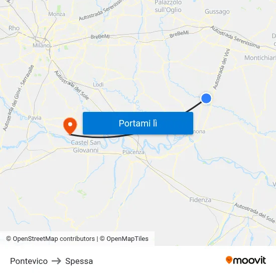 Pontevico to Spessa map