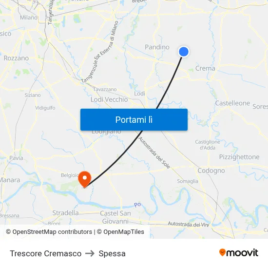 Trescore Cremasco to Spessa map