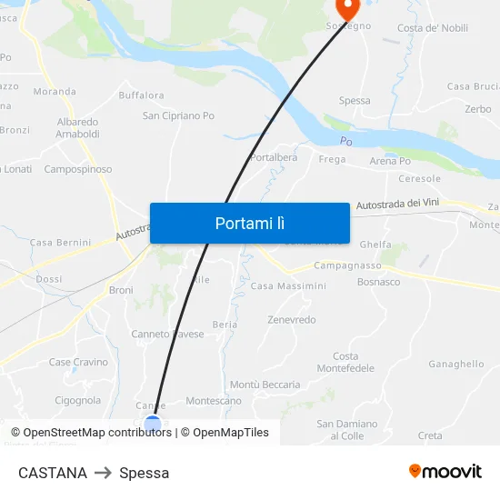 CASTANA to Spessa map