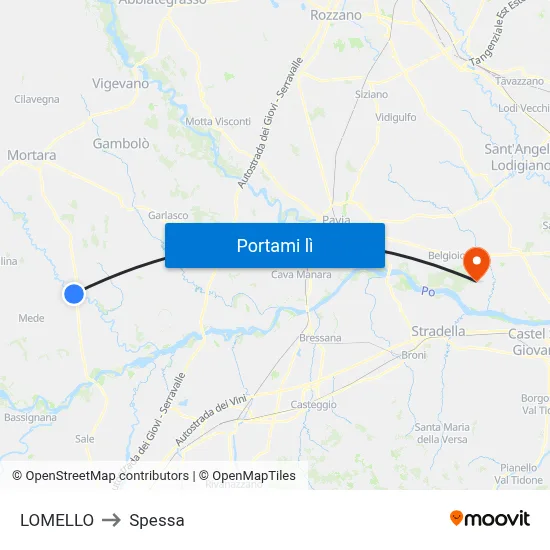 LOMELLO to Spessa map