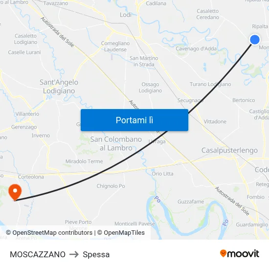 MOSCAZZANO to Spessa map