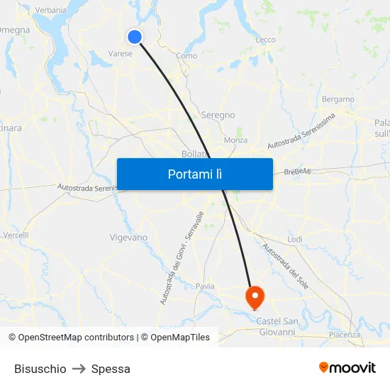 Bisuschio to Spessa map