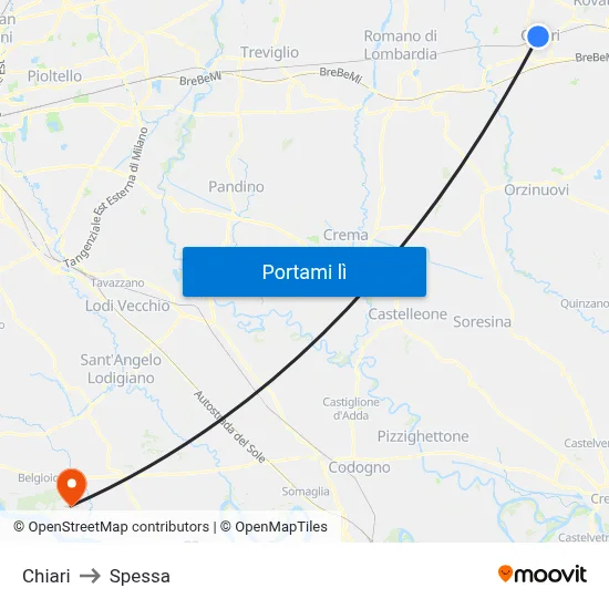Chiari to Spessa map