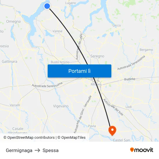 Germignaga to Spessa map