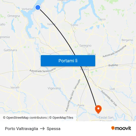 Porto Valtravaglia to Spessa map