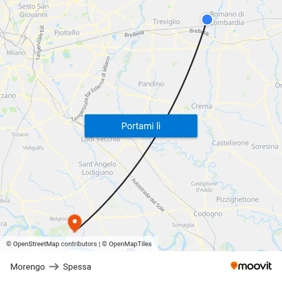 Morengo to Spessa map