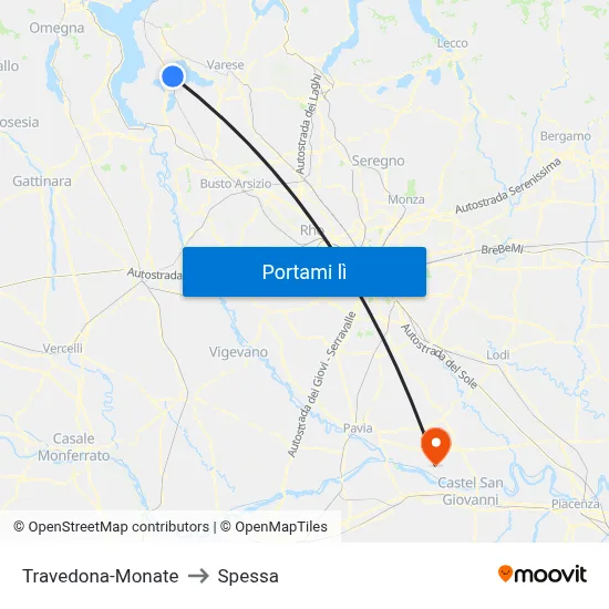 Travedona-Monate to Spessa map