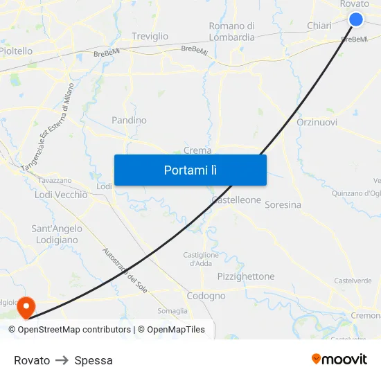 Rovato to Spessa map