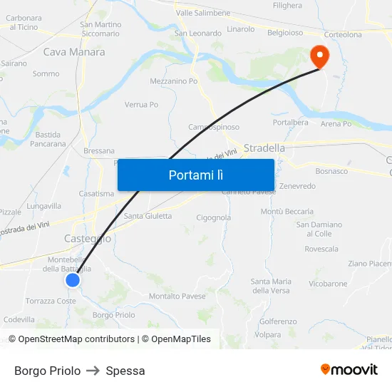 Borgo Priolo to Spessa map