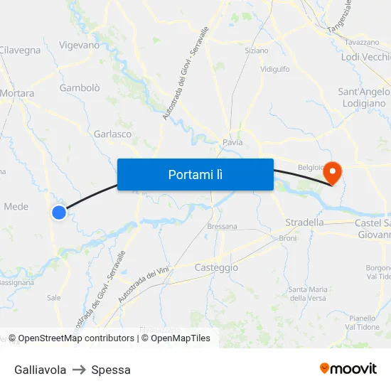 Galliavola to Spessa map