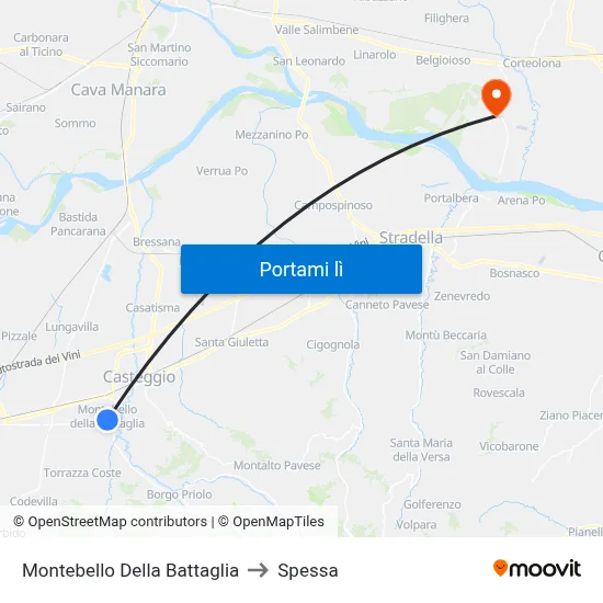 Montebello Della Battaglia to Spessa map