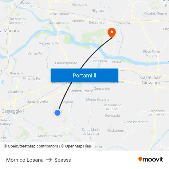 Mornico Losana to Spessa map