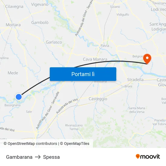 Gambarana to Spessa map