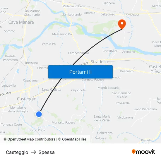 Casteggio to Spessa map