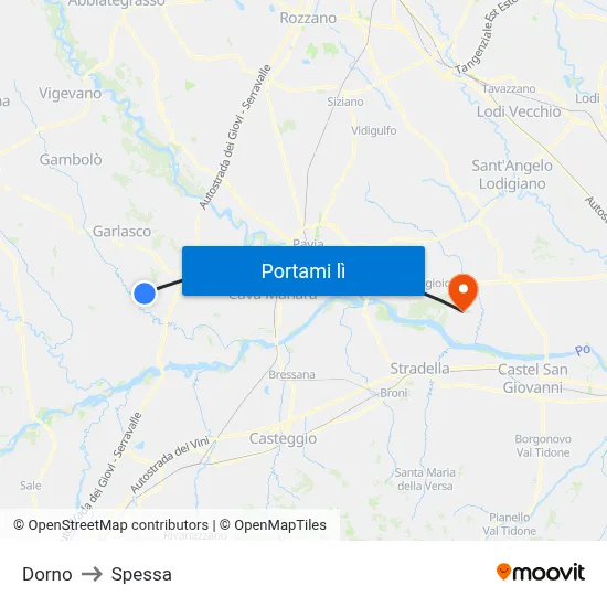 Dorno to Spessa map