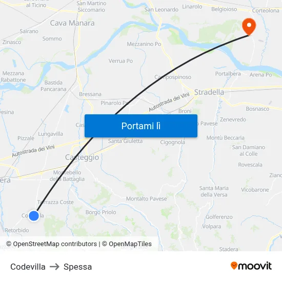 Codevilla to Spessa map