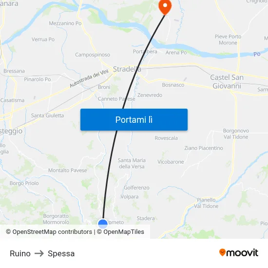Ruino to Spessa map